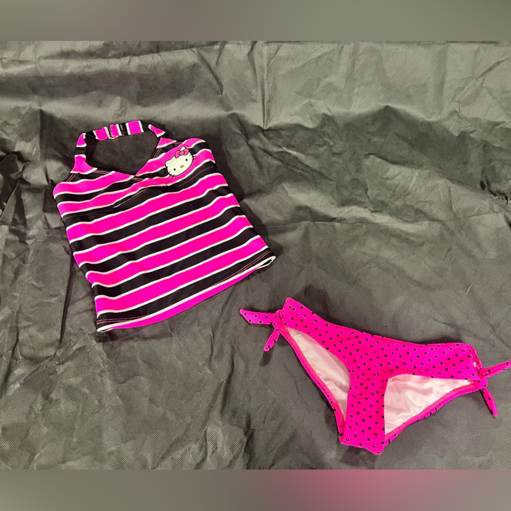 Hello Kitty Pink Striped Kids Swim Set